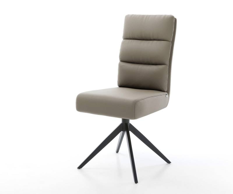 Drehstuhl Pela-Flex Echt-Leder Schlamm Kreuzgestell breit Schwarz 360° drehbar Wippfunktion Taschenfederkern von DELIFE