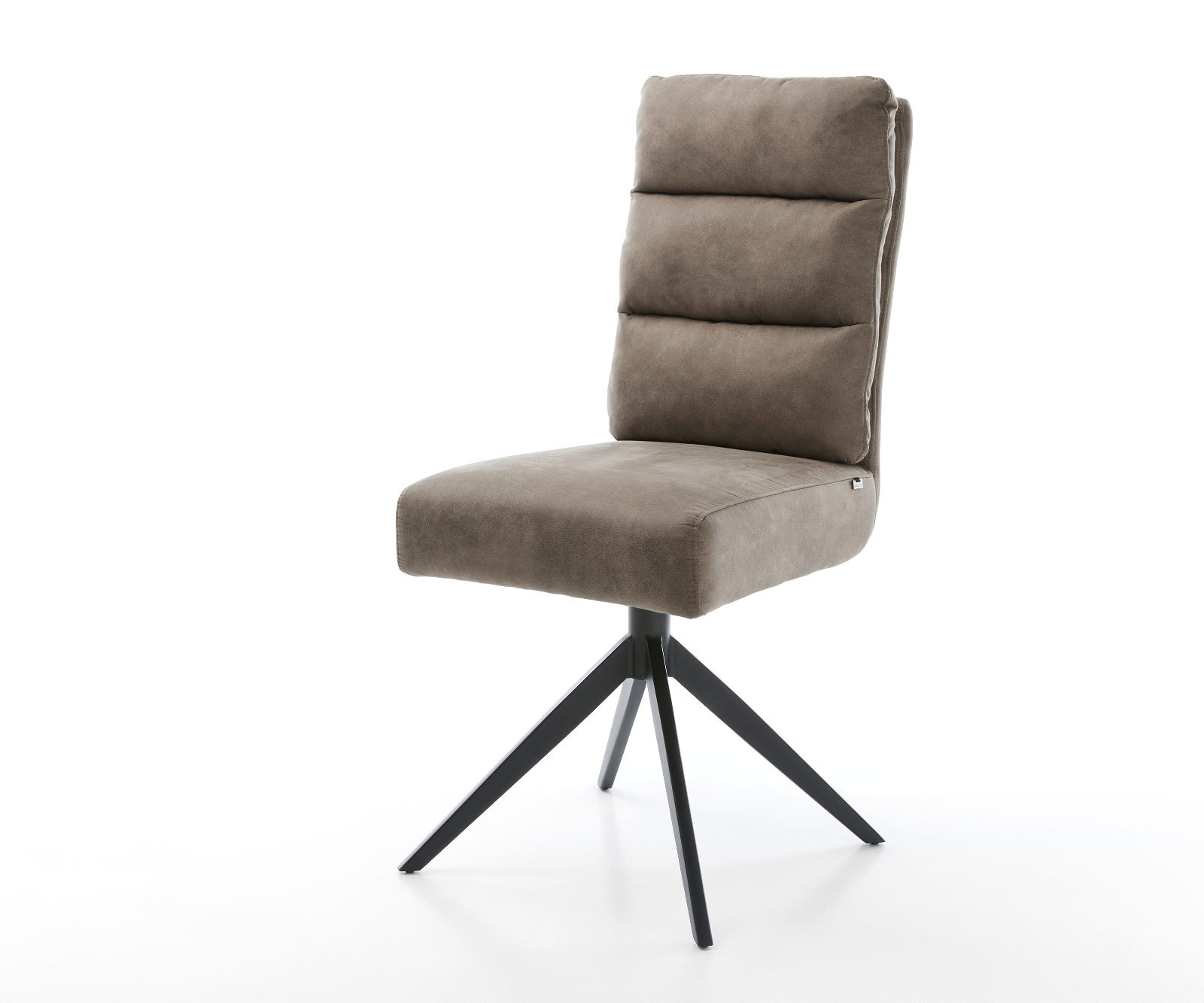 Drehstuhl Pela-Flex Mikrofaser Taupe Vintage Kreuzgestell breit Schwarz 360° drehbar Wippfunktion Taschenfederkern von DELIFE