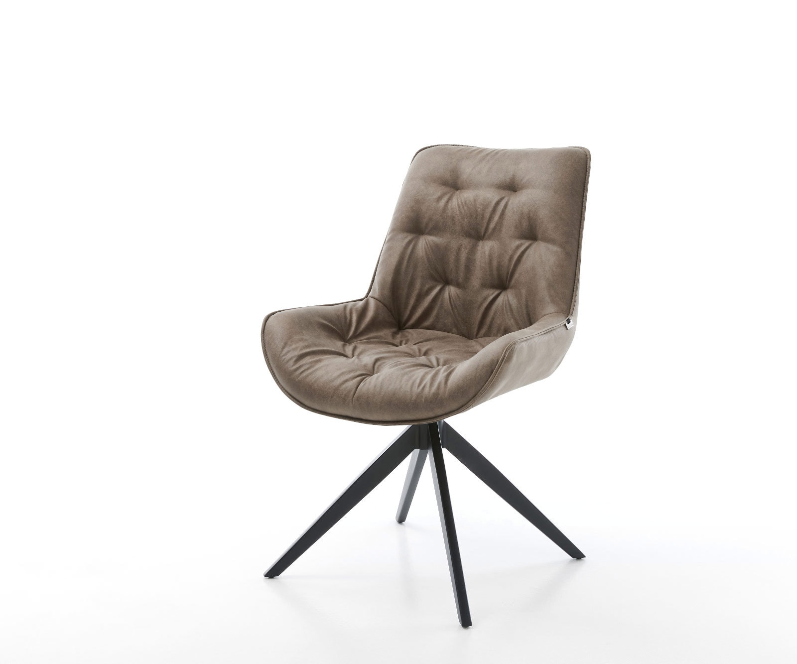 Drehstuhl Taimi-Flex Mikrofaser Taupe Vintage Kreuzgestell breit Schwarz 360° drehbar Wippfunktion von DELIFE