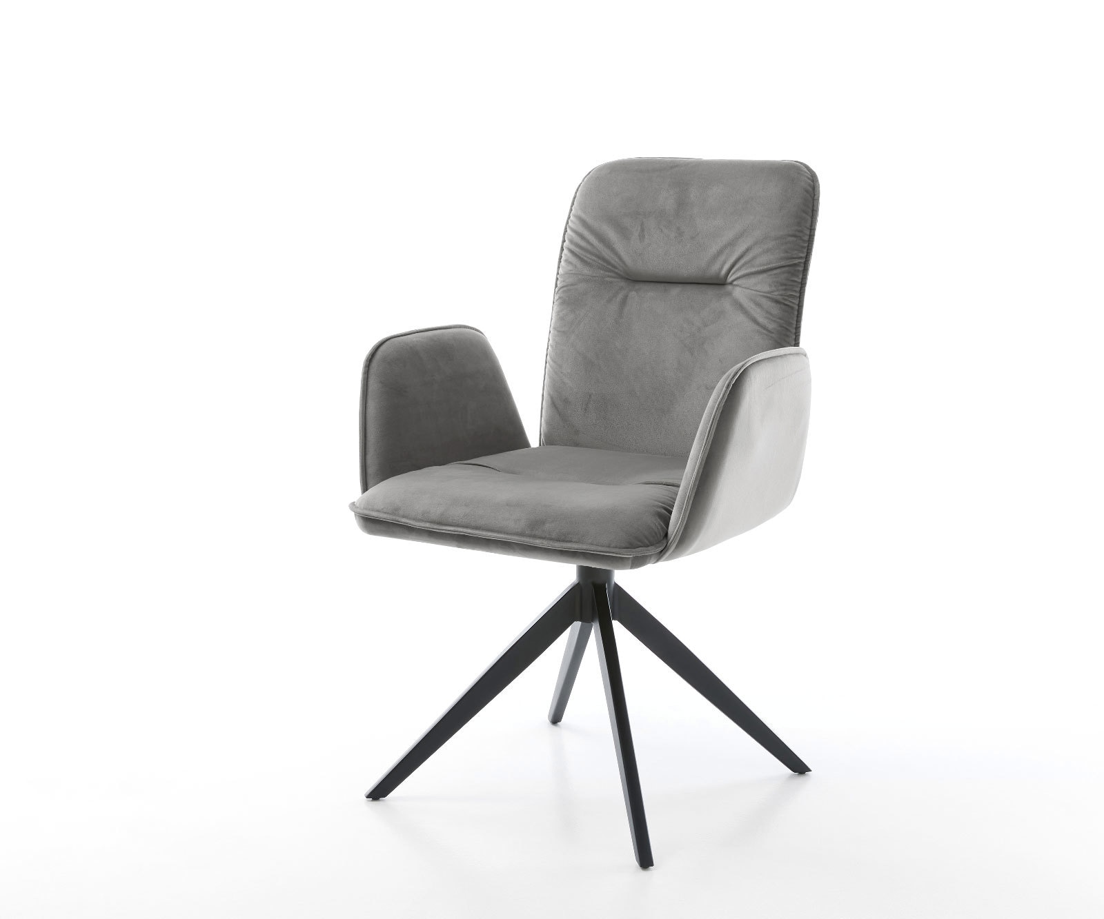 Drehstuhl Vinja-Flex Samt Grau Kreuzgestell breit Schwarz 360° drehbar Wippfunktion von DELIFE