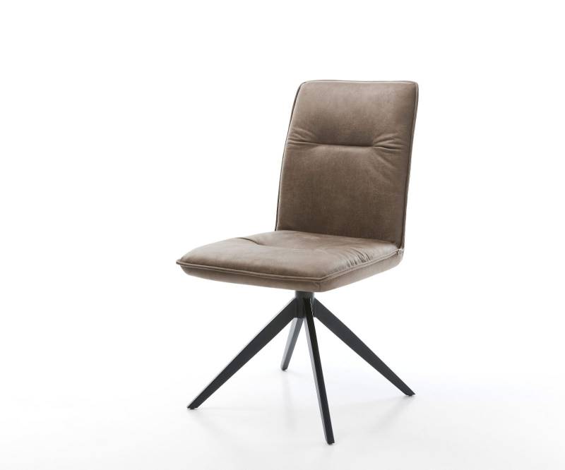 Drehstuhl Vinjo-Flex Mikrofaser Taupe Vintage Kreuzgestell breit Schwarz 360° drehbar Wippfunktion von DELIFE