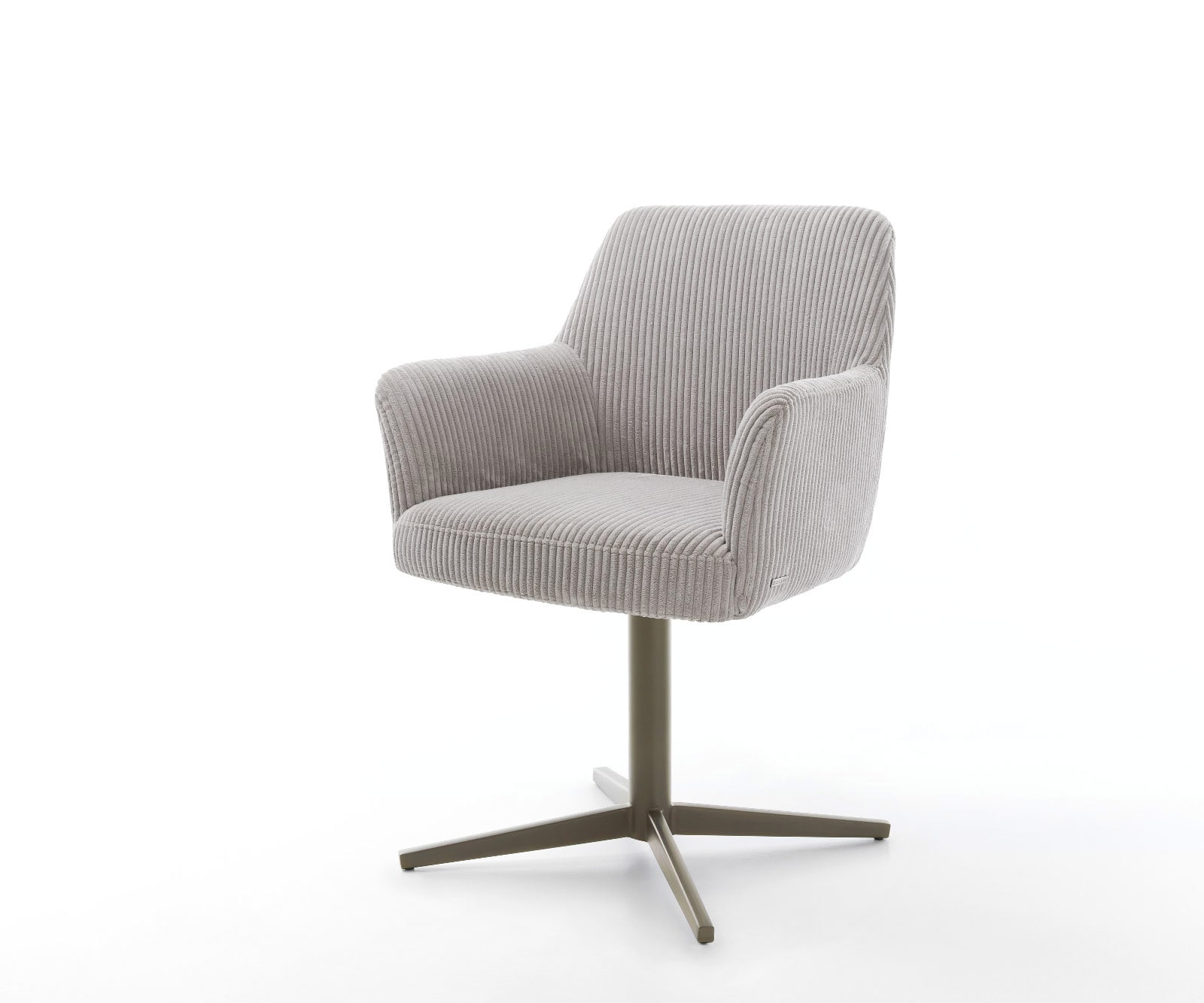 Drehstuhl Xana-Flex mit Armlehnen Cord Silbergrau Fußkreuz Effektfinish Titan 360° drehbar Taschenfederkern von DELIFE