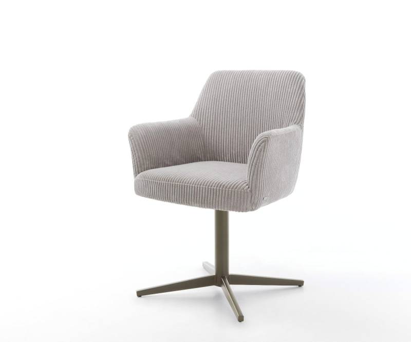 Drehstuhl Xana-Flex mit Armlehnen Cord Silbergrau Fußkreuz Effektfinish Titan 360° drehbar Taschenfederkern von DELIFE