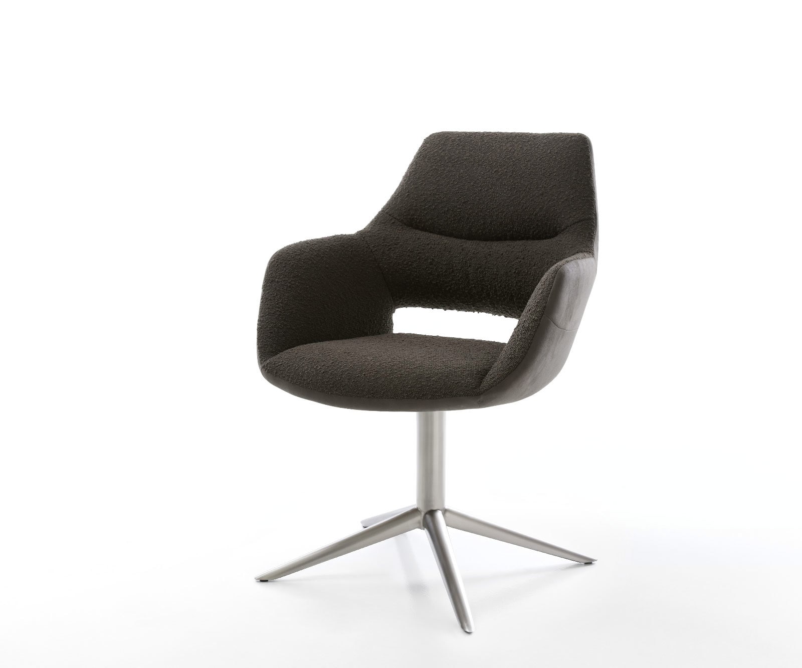Drehstuhl Yago-Flex mit Armlehnen Materialmix Schwarz Fußkreuz Edelstahl 360° drehbar Wippfunktion Taschenfederkern Drehstuhl Yago-Flex mit Armlehnen Materialmix Schwarz Fußkreuz Edelstahl 360° drehbar Wippfunktion Taschenfederkern von DELIFE