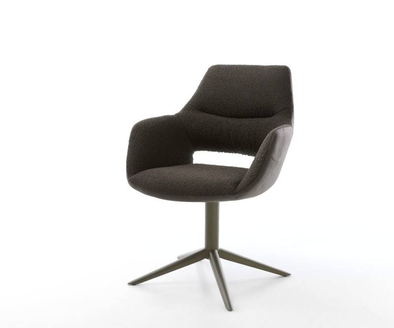 Drehstuhl Yago-Flex mit Armlehnen Materialmix Schwarz Fußkreuz Effektfinish Titan 360° drehbar Wippfunktion Taschenfederkern von DELIFE