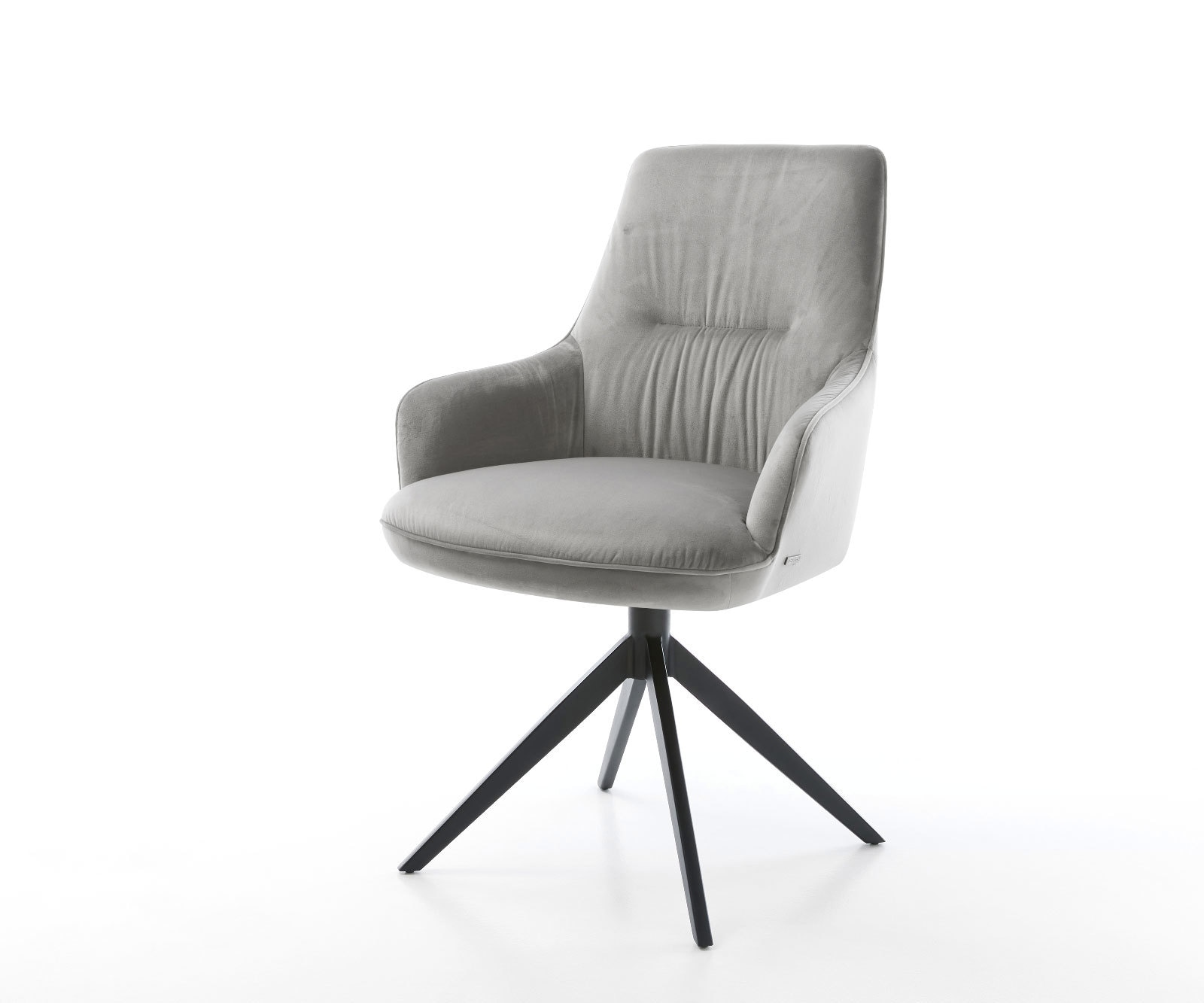 Drehstuhl Zelia-Flex mit Armlehnen Samt Grau Kreuzgestell breit Schwarz 360° drehbar Wippfunktion Taschenfederkern Drehstuhl Zelia-Flex mit Armlehnen Samt Grau Kreuzgestell breit Schwarz 360° drehbar Wippfunktion Taschenfederkern von DELIFE