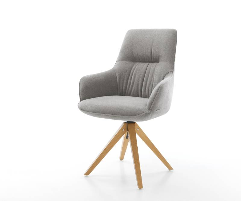 Drehstuhl Zelia-Flex mit Armlehnen Strukturstoff Soft Grau Holzgestell kantig Natur 180° drehbar Taschenfederkern Drehstuhl Zelia-Flex mit Armlehnen Strukturstoff Soft Grau Holzgestell kantig Natur 180° drehbar Taschenfederkern von DELIFE