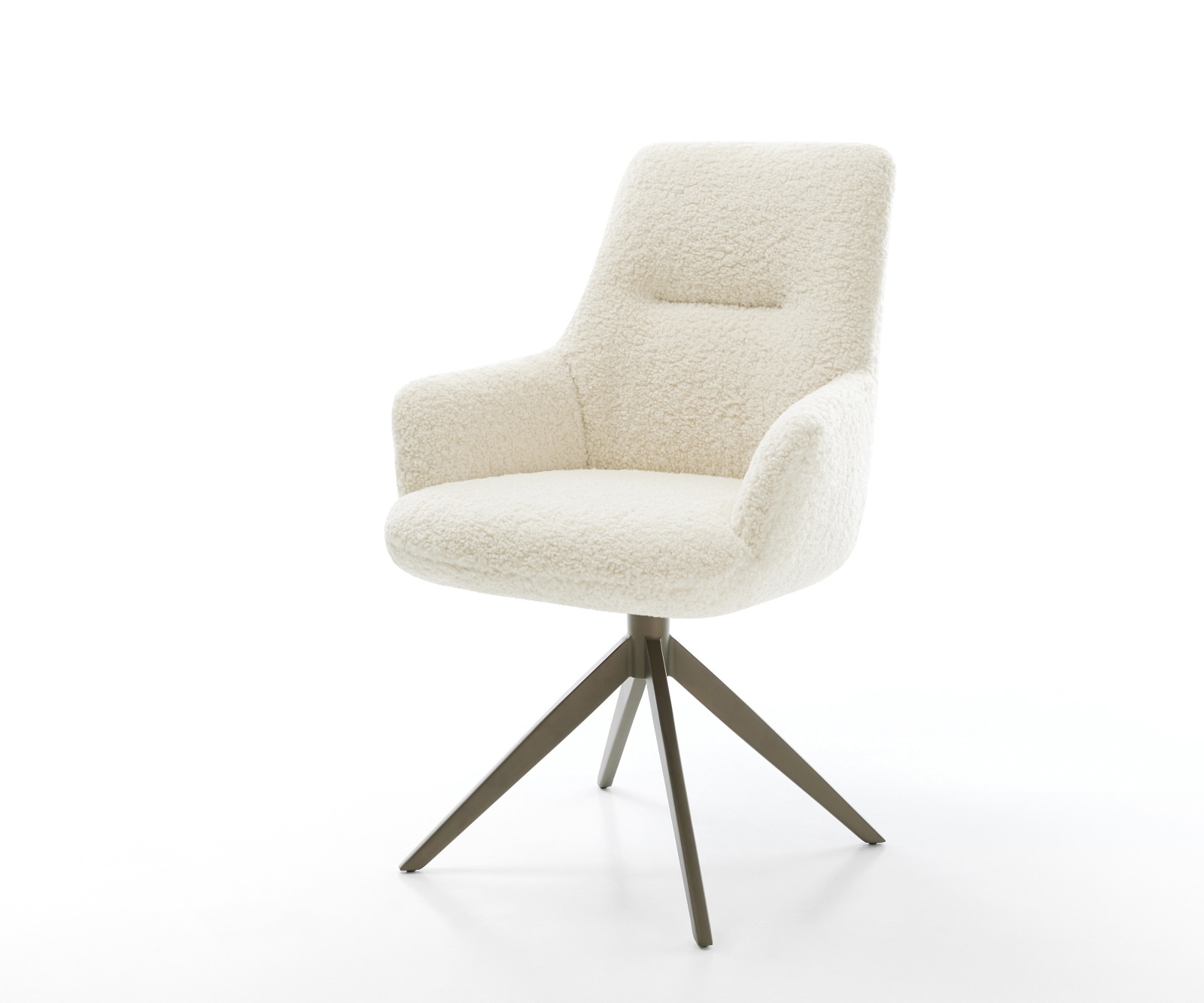 Drehstuhl Zelia-Flex mit Armlehnen Teddystoff Beige Kreuzgestell breit Effektfinish Titan 360° drehbar Wippfunktion Taschenfederkern Drehstuhl Zelia-Flex mit Armlehnen Teddystoff Beige Kreuzgestell breit Effektfinish Titan 360° drehbar Wippfunktion Taschenfederkern von DELIFE