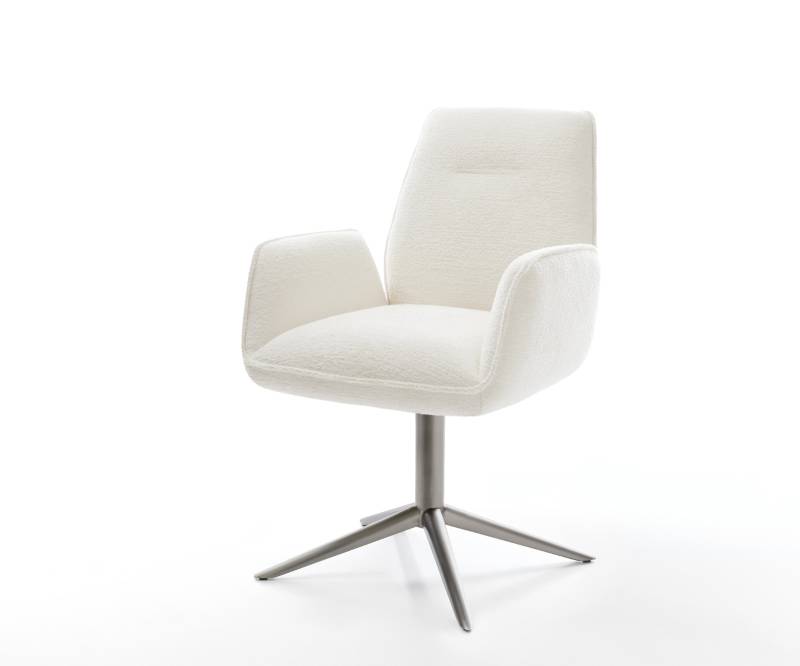 Drehstuhl Zoa-Flex Bouclé Soft Beige Fußkreuz Graphit 360° drehbar Wippfunktion Taschenfederkern von DELIFE