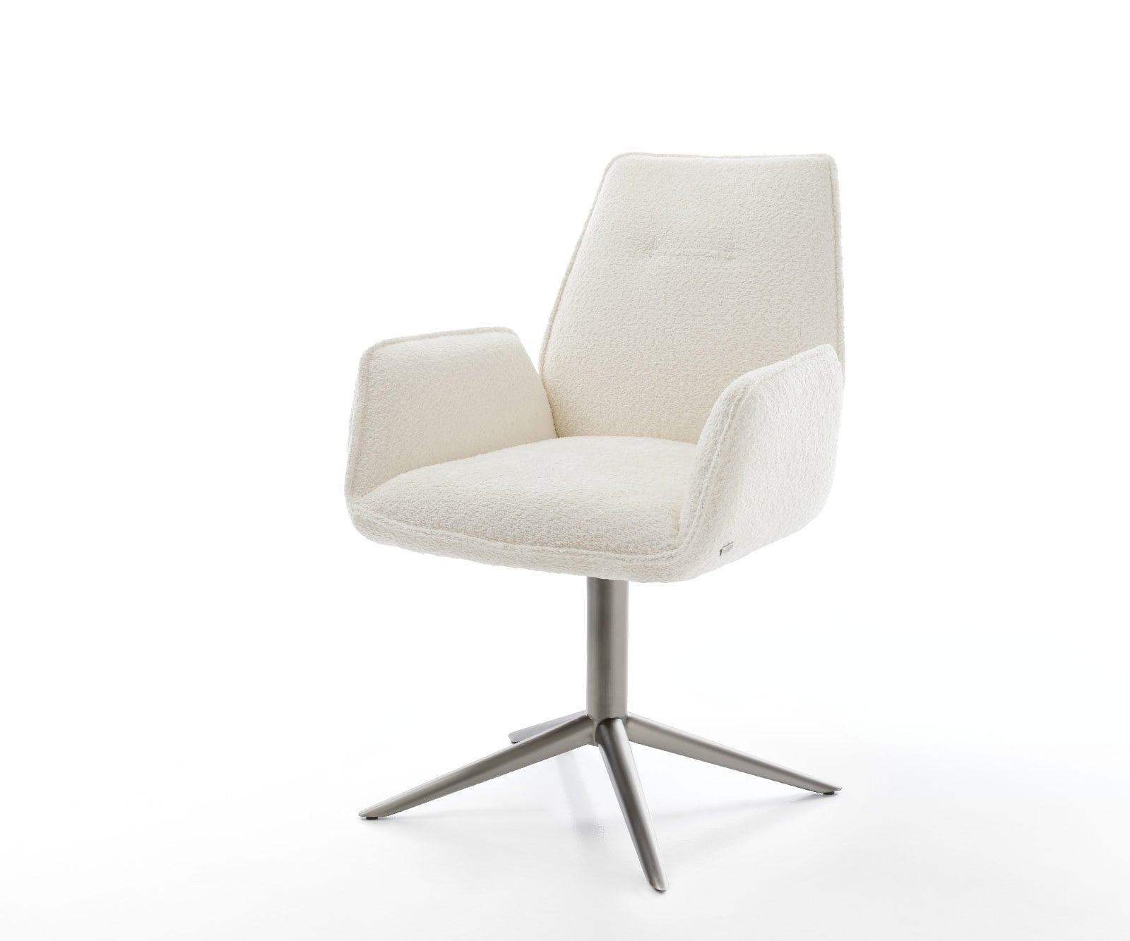 Drehstuhl Zoa-Flex Bouclé Weiß Fußkreuz Graphit 360° drehbar Wippfunktion Taschenfederkern von DELIFE