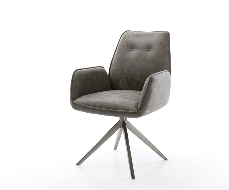 Drehstuhl Zoa-Flex Mikrofaser Grau Antik Kreuzgestell breit Graphit 360° drehbar Wippfunktion Taschenfederkern von DELIFE