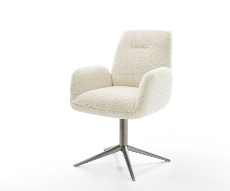 Drehstuhl Zoa-Flex Teddystoff Beige Fußkreuz Graphit 360° drehbar Wippfunktion Taschenfederkern von DELIFE