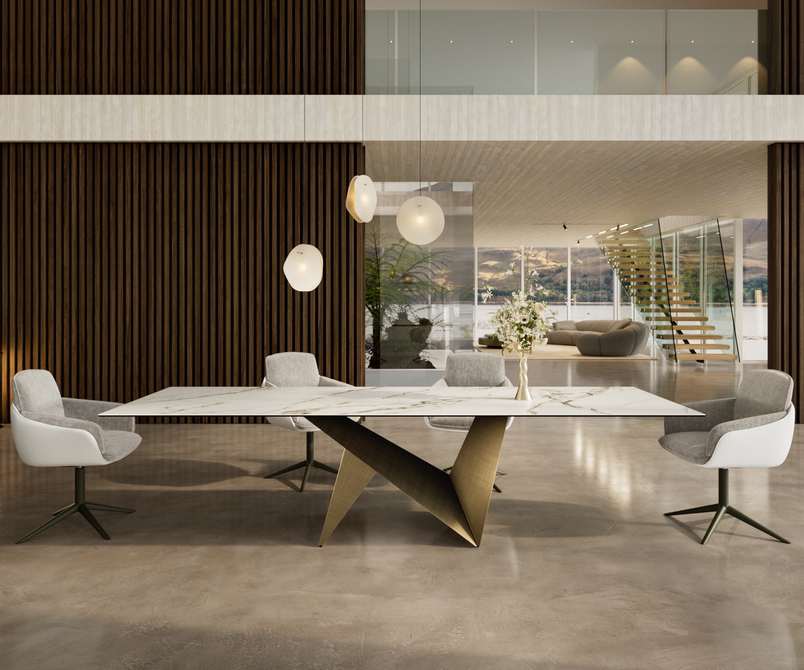 Esstisch Edge 300x100 Keramik Calacatta Luxe Weiß-Gold-Grau Origami Metallic Gold Esstisch Edge 300x100 Keramik Calacatta Luxe Weiß-Gold-Grau Origami Metallic Gold von DELIFE