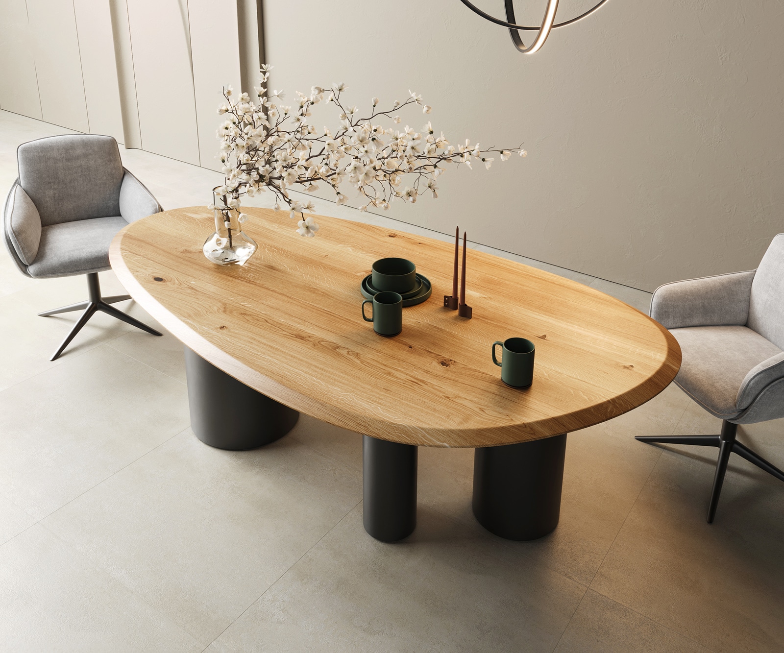 Esstisch Edge Oval 220x120x2,5 Eiche Natur Troa Metall Schwarz Flow-Edge Esstisch Edge Oval 220x120x2,5 Eiche Natur Troa Metall Schwarz Flow-Edge von DELIFE