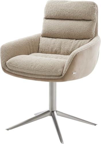 Esszimmerstuhl Abelia-Flex mit Armlehnen Fußkreuz Edelstahl Materialmix Schlamm 360° drehbar Wippfunktion Esszimmerstuhl Abelia-Flex mit Armlehnen Fußkreuz Edelstahl Materialmix Schlamm 360° drehbar Wippfunktion von DELIFE