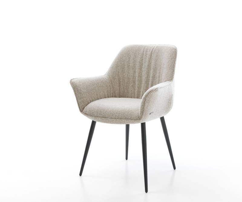 Esszimmerstuhl Keila-Flex mit Armlehnen Webstoff Soft Beige 4-Fuß konisch Schwarz Esszimmerstuhl Keila-Flex mit Armlehnen Webstoff Soft Beige 4-Fuß konisch Schwarz von DELIFE