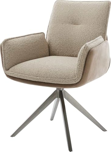 Esszimmerstuhl NELA-Flex Kreuzgestell breit Graphit Materialmix Schlamm 360° drehbar Wippfunktion von DELIFE