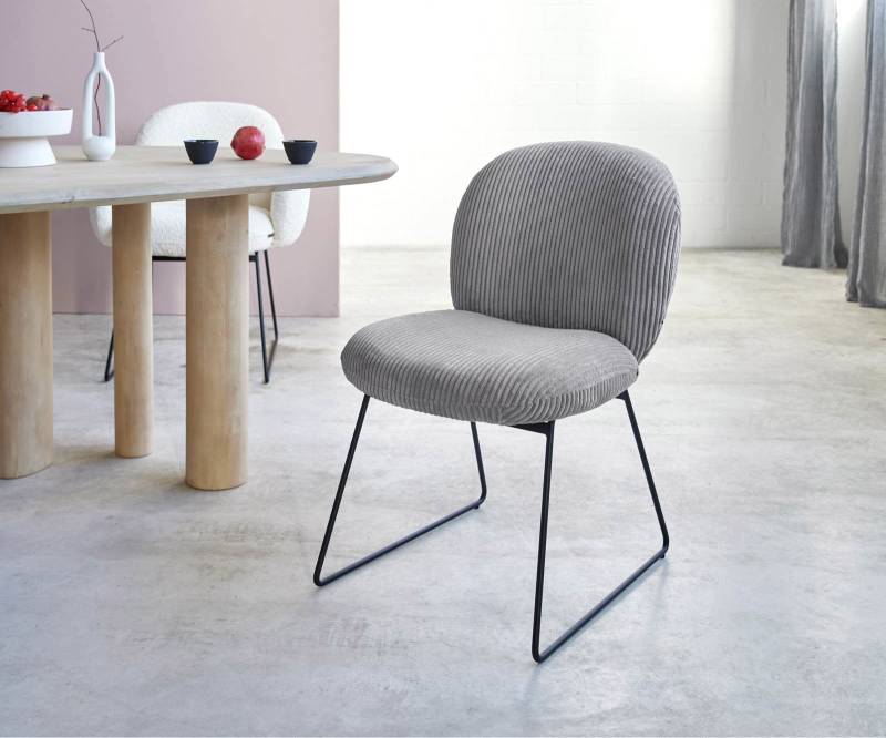 Esszimmerstuhl Nube-Flex Cord Silbergrau Kufengestell Schwarz Taschenfederkern Esszimmerstuhl Nube-Flex Cord Silbergrau Kufengestell Schwarz Taschenfederkern von DELIFE
