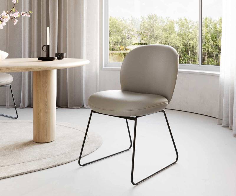 Esszimmerstuhl Nube-Flex Echt-Leder Schlamm Kufengestell Schwarz Taschenfederkern Esszimmerstuhl Nube-Flex Echt-Leder Schlamm Kufengestell Schwarz Taschenfederkern von DELIFE