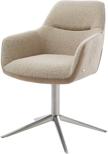 Esszimmerstuhl Pejo-Flex Fußkreuz Edelstahl Materialmix Schlamm 360° drehbar Wippfunktion Taschenfederkern von DELIFE