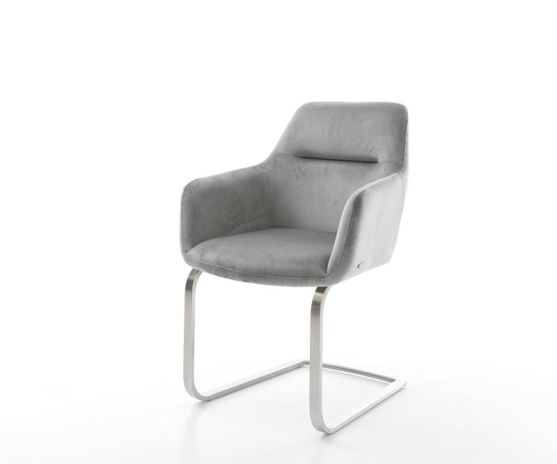 Freischwinger Pejo-Flex Samt Grau Freischwinger flach Edelstahl Taschenfederkern Freischwinger Pejo-Flex Samt Grau Freischwinger flach Edelstahl Taschenfederkern von DELIFE