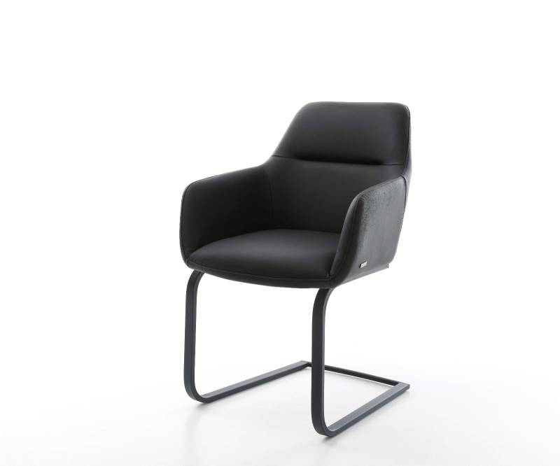 Freischwinger Pejo-Flex Echt-Leder Schwarz Freischwinger flach Schwarz Taschenfederkern von DELIFE