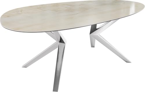 Esszimmertisch Edge Oval Keramik Iris FMG Onice ORO 220x120 Zenthara kantig Edelstahl Esszimmertisch Edge Oval Keramik Iris FMG Onice ORO 220x120 Zenthara kantig Edelstahl von DELIFE