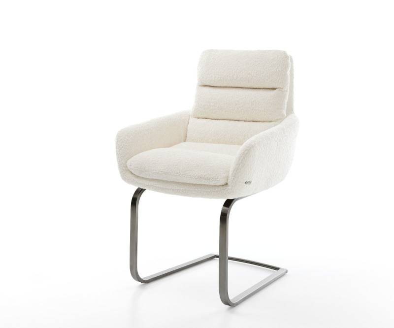 Freischwinger Abelia-Flex mit Armlehnen Bouclé Weiß Freischwinger flach Graphit von DELIFE