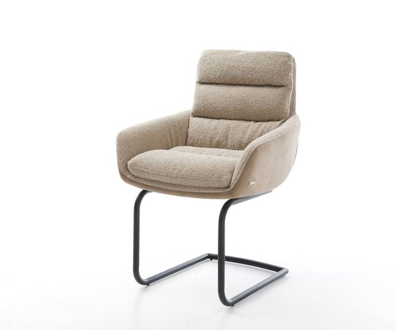 Freischwinger Abelia-Flex mit Armlehnen Materialmix Schlamm Freischwinger rund Schwarz von DELIFE