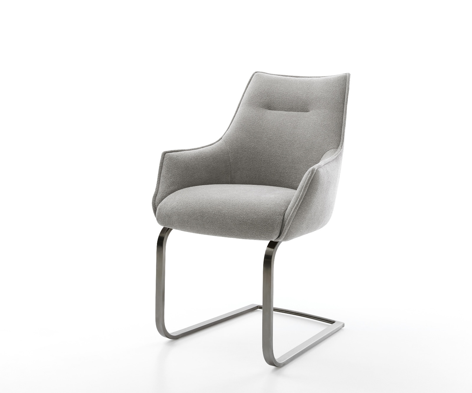 Freischwinger Alja-Flex mit Armlehnen Strukturstoff Soft Grau Freischwinger flach Graphit Taschenfederkern von DELIFE