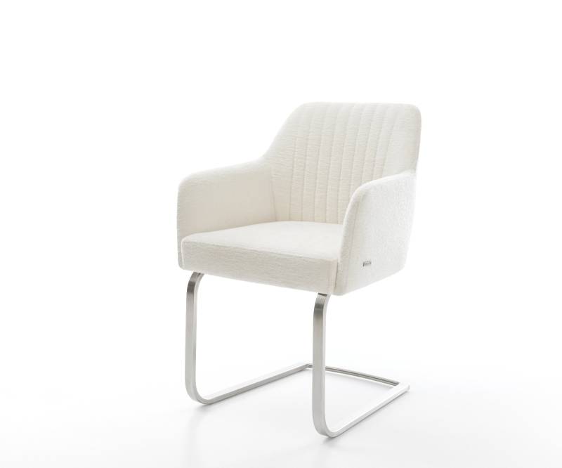 Freischwinger Greg-Flex Bouclé Soft Beige Freischwinger flach Edelstahl Taschenfederkern von DELIFE