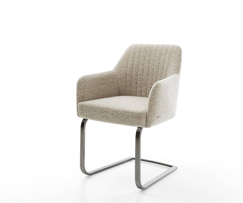 Freischwinger Greg-Flex Webstoff Soft Beige Freischwinger flach Graphit Taschenfederkern von DELIFE