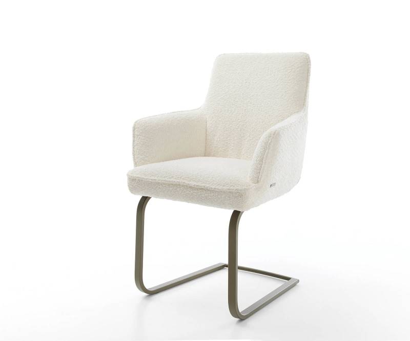 Freischwinger Heira-Flex mit Armlehnen Bouclé Weiß Freischwinger flach Effektfinish Titan Taschenfederkern Freischwinger Heira-Flex mit Armlehnen Bouclé Weiß Freischwinger flach Effektfinish Titan Taschenfederkern von DELIFE