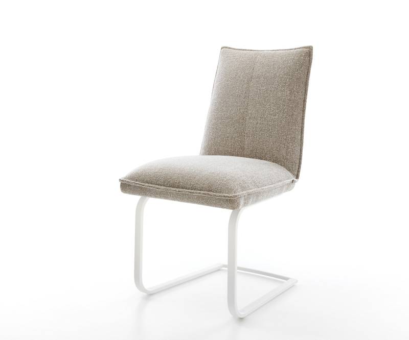 Freischwinger Lelio-Flex Webstoff Soft Beige Freischwinger flach Weiß Taschenfederkern von DELIFE