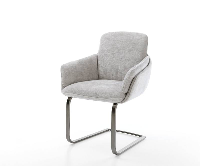 Freischwinger Luan-Flex mit Armlehnen Chenille Silbergrau Freischwinger flach Graphit Freischwinger Luan-Flex mit Armlehnen Chenille Silbergrau Freischwinger flach Graphit von DELIFE