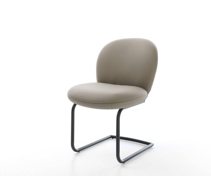Freischwinger Nube-Flex Echt-Leder Schlamm Freischwinger rund Schwarz Taschenfederkern von DELIFE