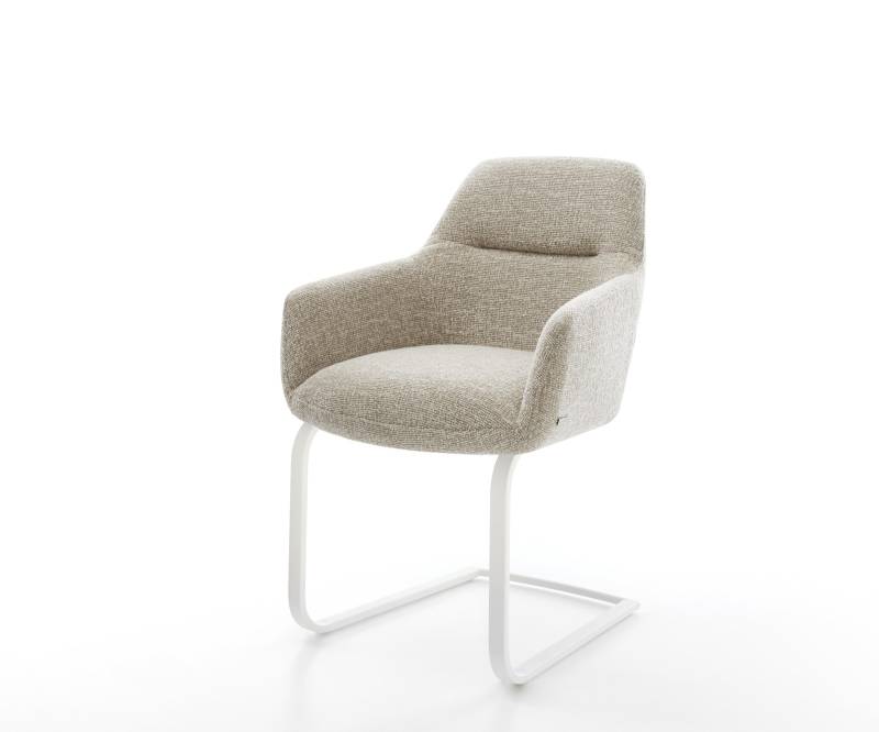 Freischwinger Pejo-Flex Webstoff Soft Beige Freischwinger flach Weiß Taschenfederkern von DELIFE