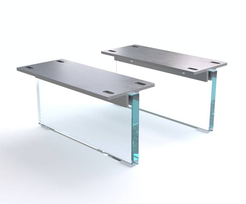 Fuß Schwebeoptik 15 cm Glas für Kastenmöbel der Tiefe 35 cm (2er Set) von DELIFE