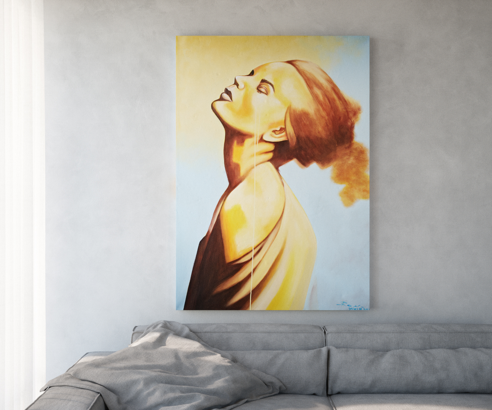 Gemälde Young Woman 170x120 cm Mehrfarbig Acryl auf Leinwand von DELIFE