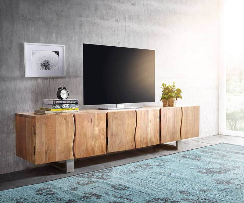 Lowboard Live-Edge 220 cm Akazie Natur massiv 6 Türen von DELIFE