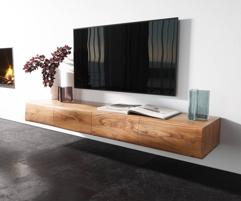Lowboard New Live-Edge 175 cm Akazie Natur 4 Türen schwebend von DELIFE