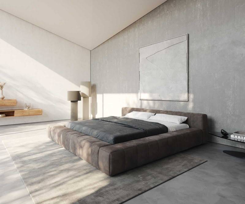 Polsterbettgestell Espazio 180x200 cm Mikrofaser Taupe Vintage mit Stauraum von DELIFE