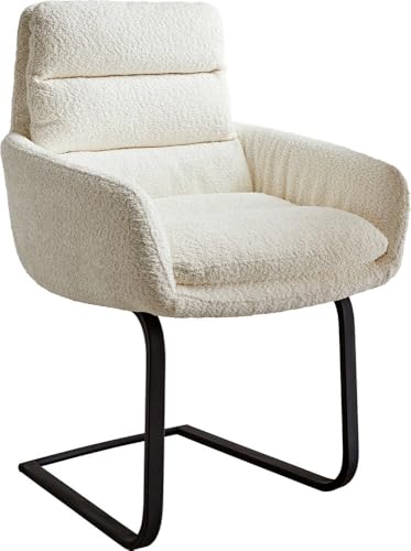 Schwingstuhl Abelia-Flex mit Armlehnen Freischwinger flach Schwarz Bouclé Weiß Schwingstuhl Abelia-Flex mit Armlehnen Freischwinger flach Schwarz Bouclé Weiß von DELIFE