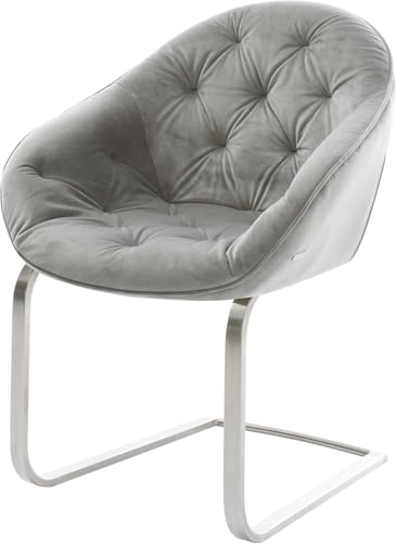 Schwingstuhl Gaio-Flex Freischwinger flach Edelstahl Samt Grau von DELIFE