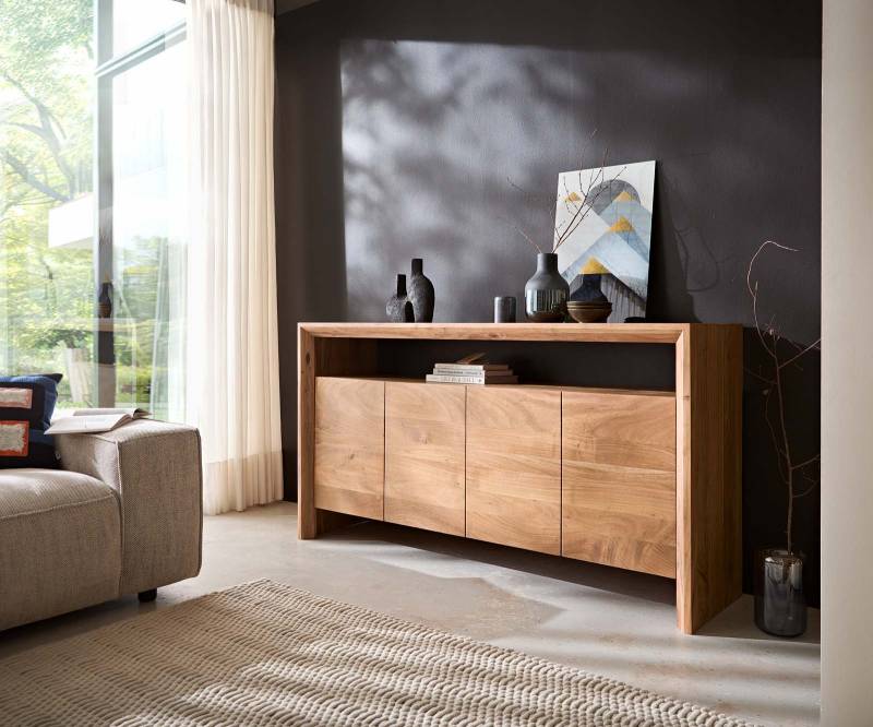Sideboard Assuan 175 cm Akazie Natur 4 Türen 1 Fach von DELIFE