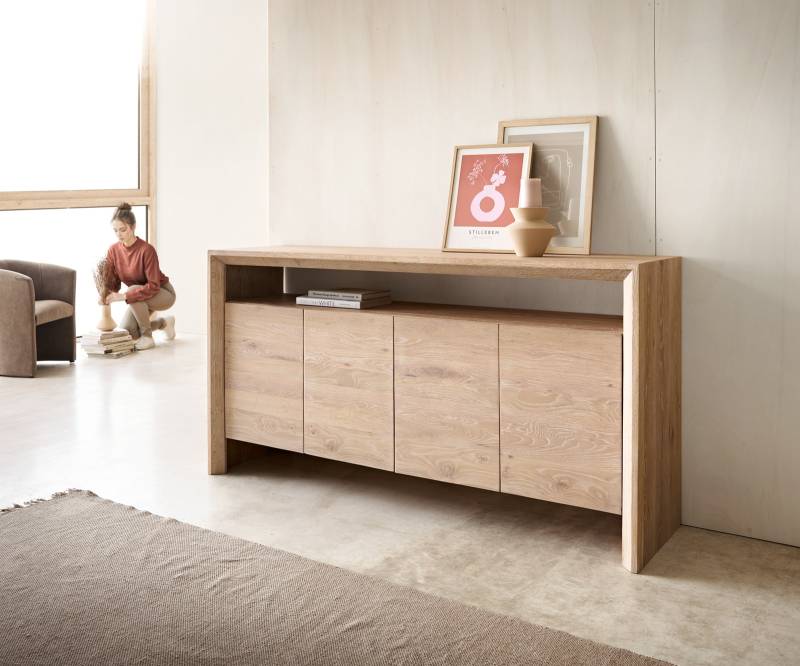 Sideboard Assuan 175 cm Eiche Gekalkt 4 Türen 1 Fach von DELIFE