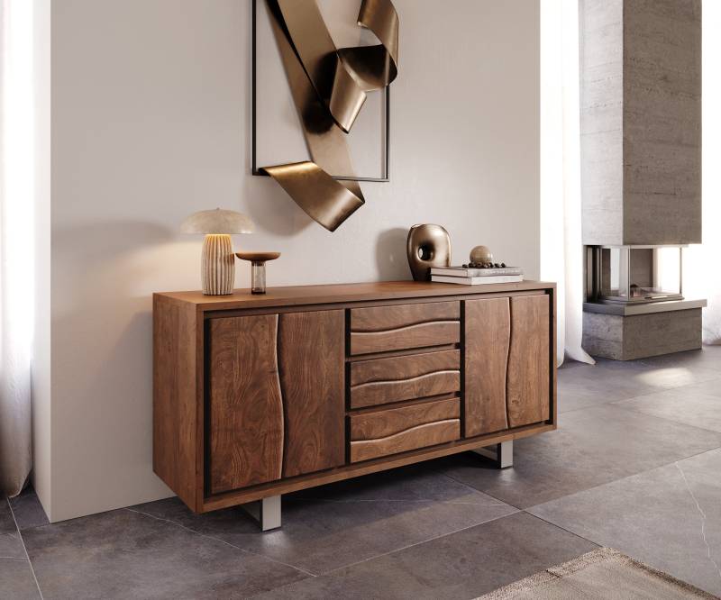 Sideboard Live-Edge 172 cm Akazie Braun 3 Schübe 4 Türen von DELIFE
