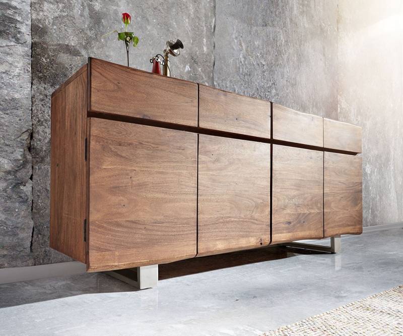 Sideboard Live-Edge 172 cm Akazie Braun 4 Türen 4 Schübe von DELIFE