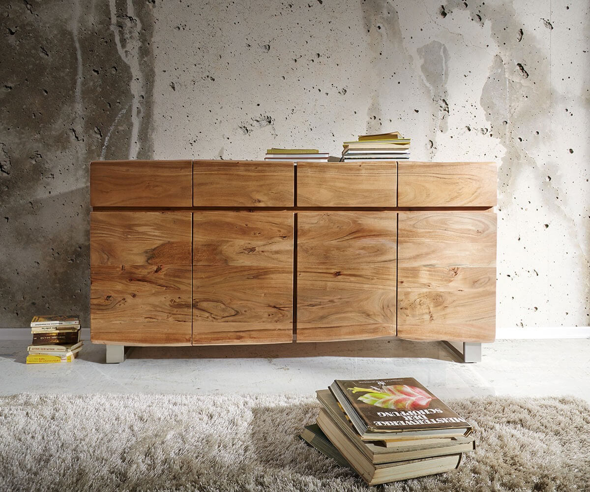 Sideboard Live-Edge 172 cm Akazie Natur 4 Türen 4 Schübe von DELIFE