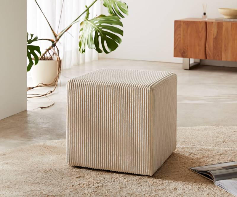 Sitzhocker Dado 45x45 cm Cord Beige von DELIFE